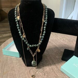 Elegant Gold and Green Beaded Necklace
